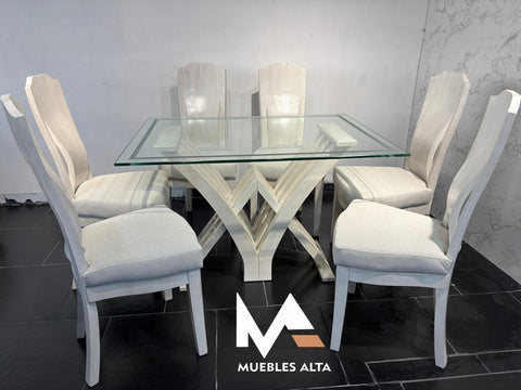 COMEDOR CEDRO 6 PUESTOS EN PINTURA DECAPE