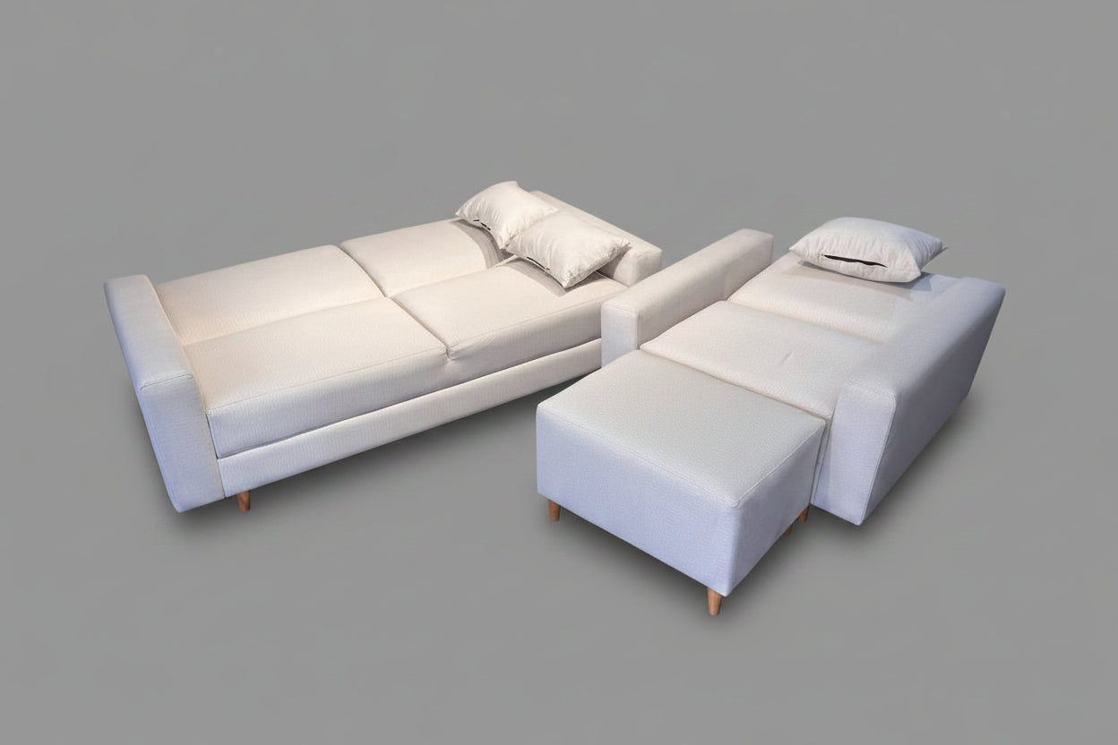 SOFACAMA MODERNO + SILLA CON PUFF RECLINABLE