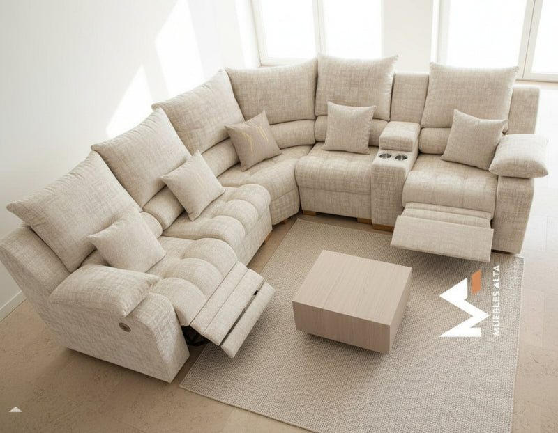 SALA VERORA CON 2 RECLINABLES ELECTRICOS.