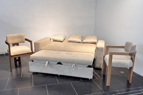SOFA CAMA MADEIRA CON SILLAS AUXILIARES EN ROBLE