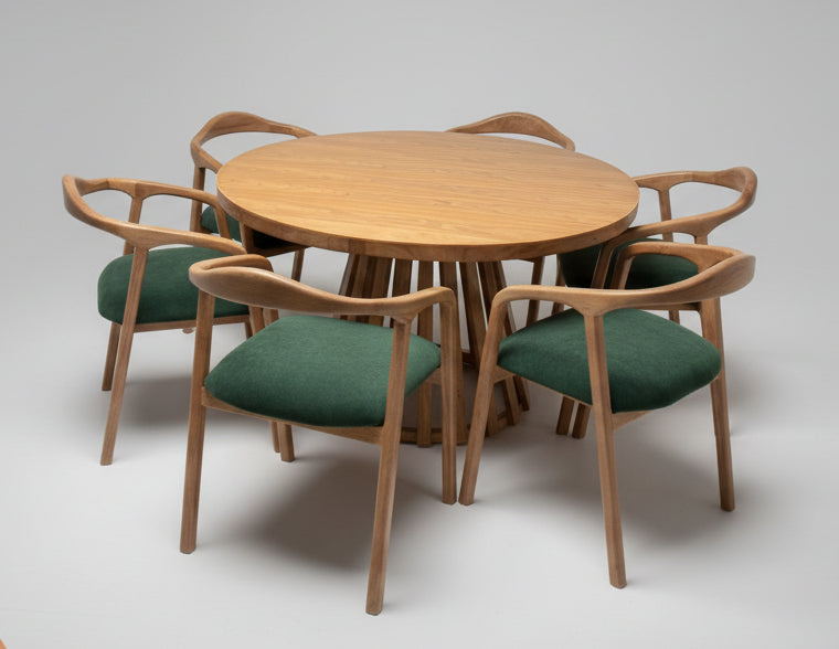 COMEDOR REDONDO EN ROBLE 6 PUESTOS