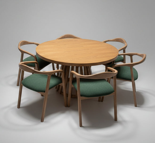 COMEDOR REDONDO EN ROBLE 6 PUESTOS