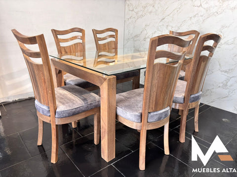COMEDOR EN ROBLE 6 PUESTOS