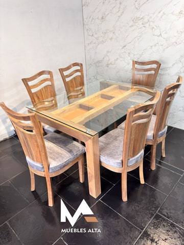 COMEDOR EN ROBLE 6 PUESTOS