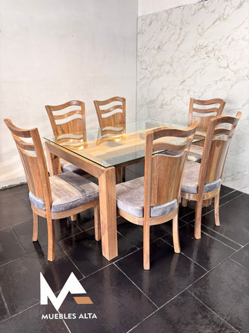 COMEDOR EN ROBLE 6 PUESTOS